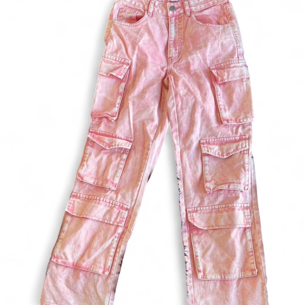 Finesse XS Pink Acid Wash Cargo Pants